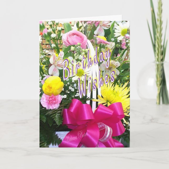 Carte Panier de souhaits Anniversaires de fleurs (Devant)