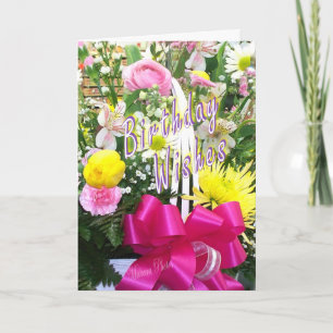 Carte Panier de souhaits Anniversaires de fleurs
