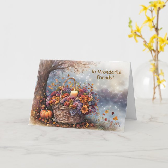 Carte Panier de Thanksgiving pour un ami ou des amis (Fleur jaune)