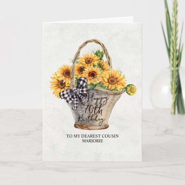 Carte Panier de tournesol Cousin 70e anniversaire (Devant)
