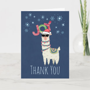 Carte Panier de vacances Merci Christmas Llama Joy