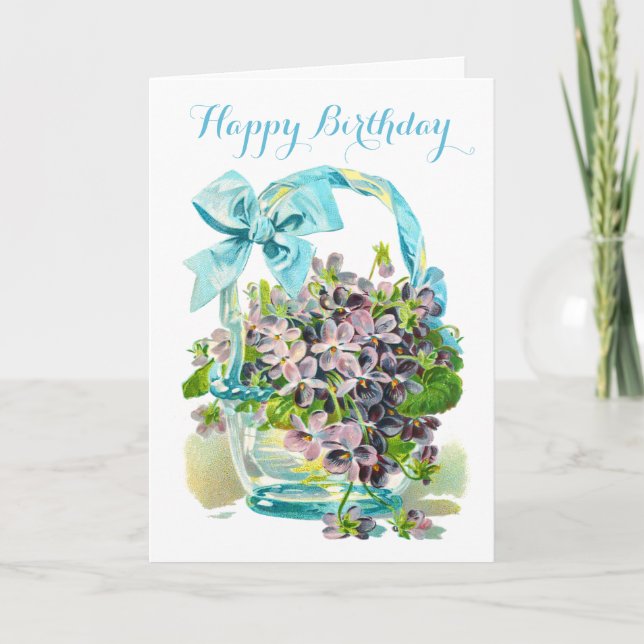 Carte Panier de violettes Joyeux anniversaire (Devant)
