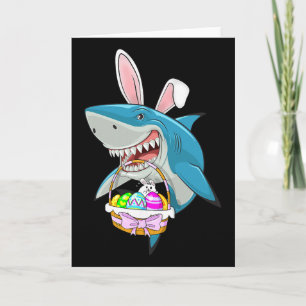 Carte Panier d'œufs de lapin de Pâques de requin drôle g