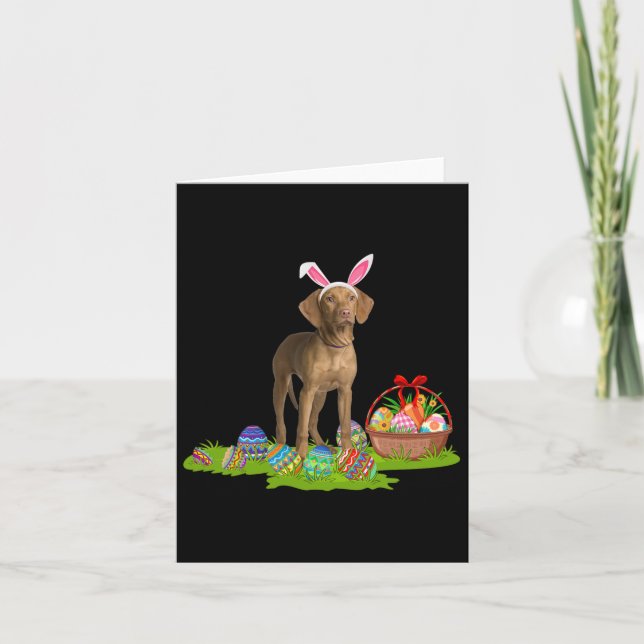 Carte Panier d'oeufs de lapin Vizsla de Pâques Chien heu (Devant)