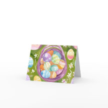 Panier d'œufs de Pâques | Aquarelle pastel de prin