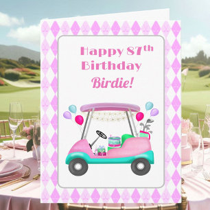 Carte Panier élégant pour fête de golf féminin 87e anniv