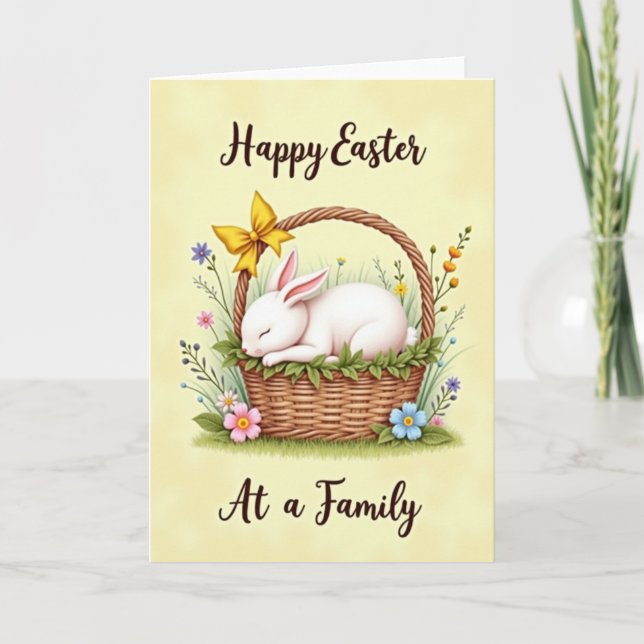 Carte Panier Floral de Lapin Endormi (Devant)