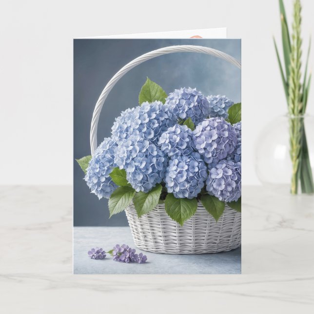 Carte Panier Hydrangea Pour Anniversaire (Devant)