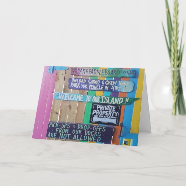 Carte Panneau coloré Welcome Island Carribean (Devant)