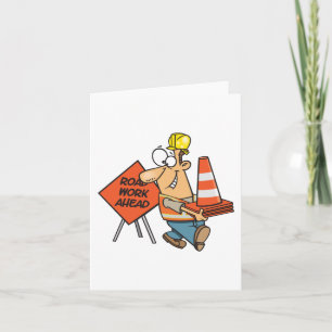 Carte Panneau de chantier drôle de travailleur de la con