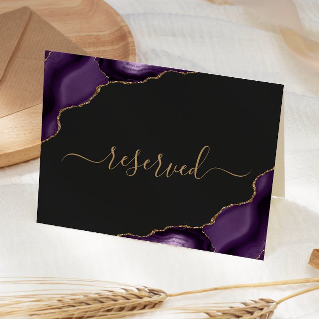 Carte Panneau de mariage réservé Agate Or Violet (Créateur téléchargé)