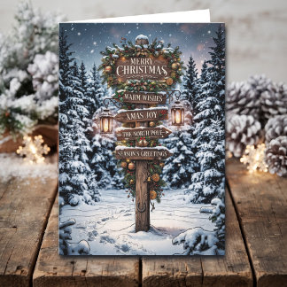Carte Panneau de Noël rustique enneigé pour les Fêtes
