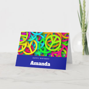 Carte Panneau de Paix Motif Super Soixante Vibe Annivers