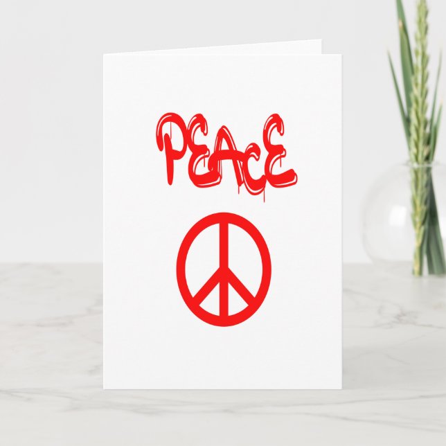 Carte Panneau de Paix Rouge avec Paix Expliquée en Graff (Devant)