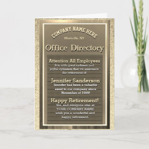 Carte Panneau de retraite vintage en or - Humour de bure