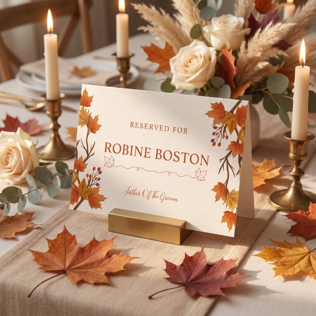 Carte Panneau de table de mariage élégant aux feuilles d (Créateur téléchargé)