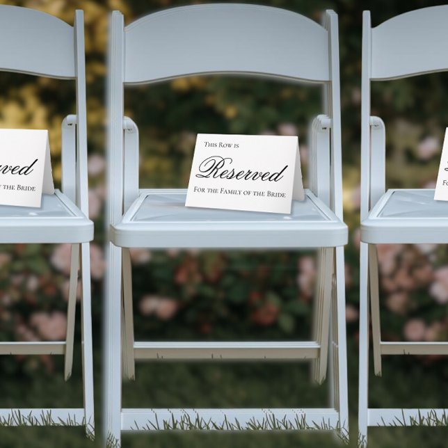 Carte Panneau élégant de siège réservé pour mariage (Fully Custom - Reserved Row Wedding Card Sign)
