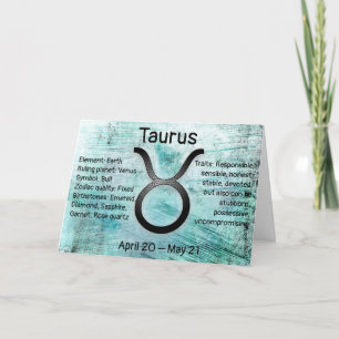 Carte Panneau Horoscope Taurus Bull Joyeux Anniversaire