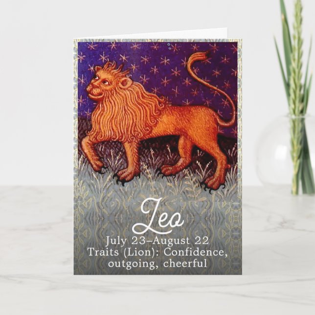 Carte Panneau Lion Zodiac Lion Horoscope Anniversaire (Devant)
