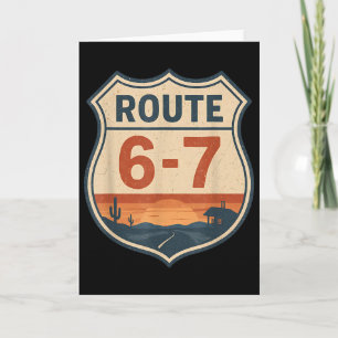 Carte Panneau routier drôle rétro vintage Route 6-7 67