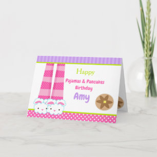 Carte Panneaux de lapin Pyjamas & Pancakes Fête d'annive