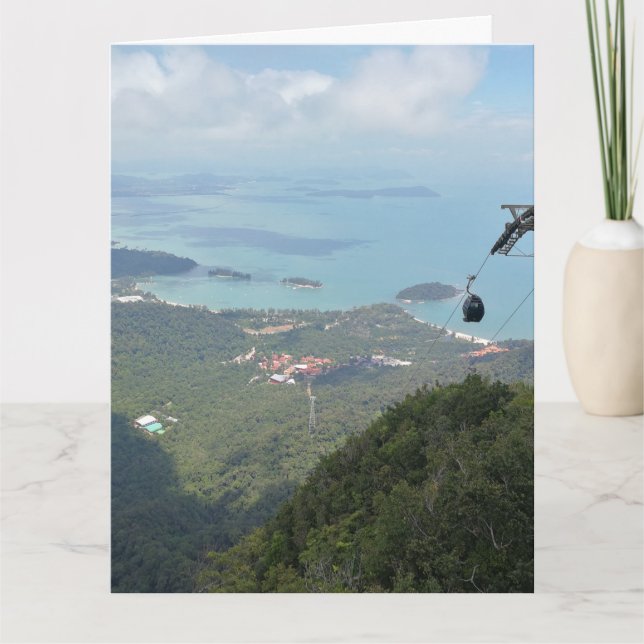 Carte Panorama d'une île tropicale avec téléphérique (Devant)