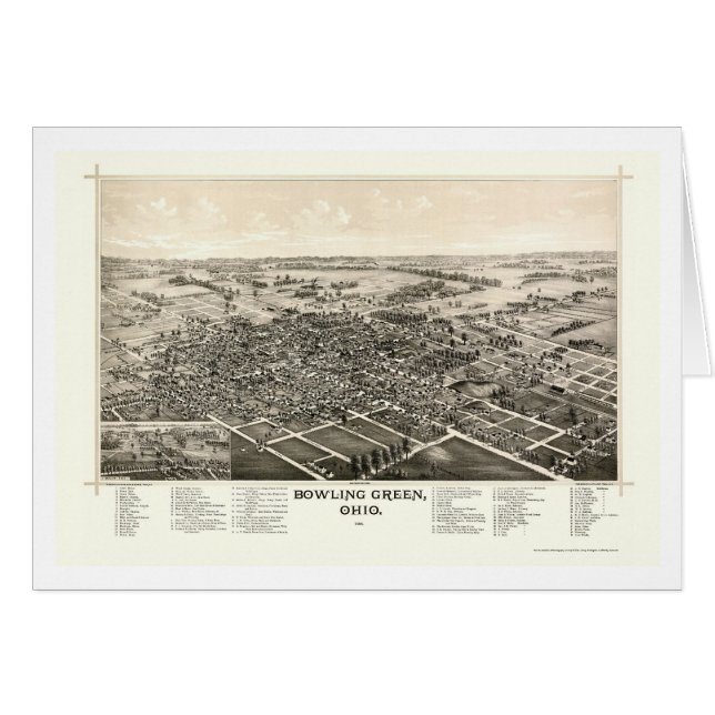 Carte panoramique de Bowling Green, OH - 1888 (Devant horizontal)