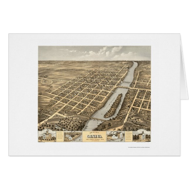 Carte panoramique de Genève, IL - 1869 (Devant horizontal)