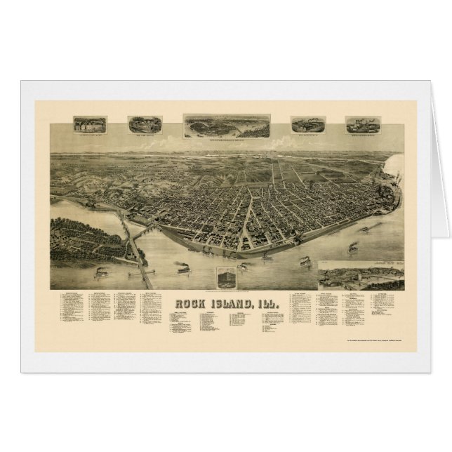 Carte panoramique de l'île de roche, IL - 1889 (Devant horizontal)