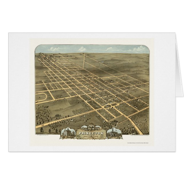 Carte panoramique de Princeton, IL - 1870 (Devant horizontal)