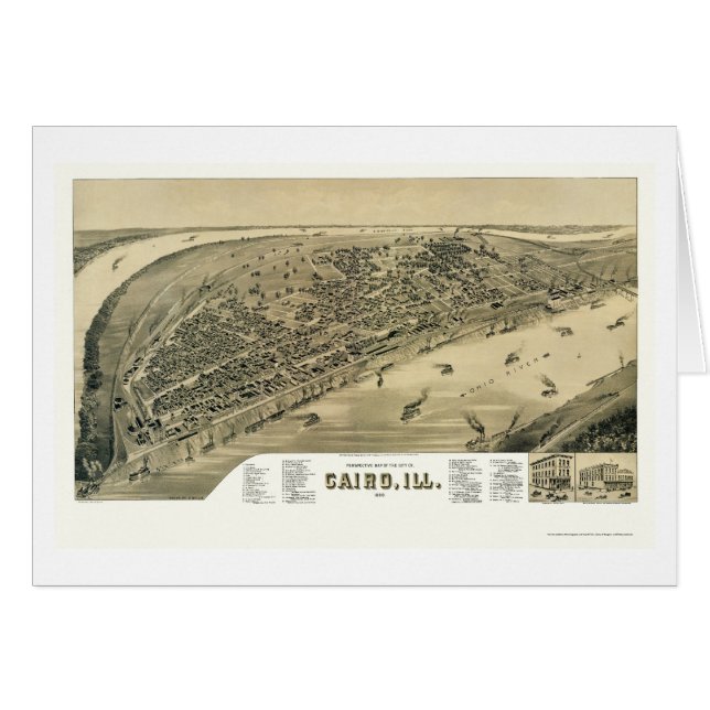 Carte panoramique du Caire, IL - 1888 (Devant horizontal)