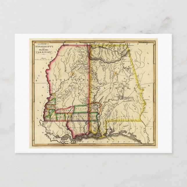 Carte panoramique du Mississippi et de l'Alabama (Devant)