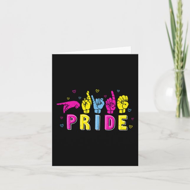 Carte Pansexual ASL Pride Pan Rainbow Sign Language sour (Devant)