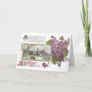 Carte Pansies et Serene Vignette Anniversaire Vintage