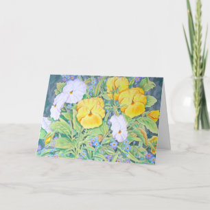 Carte Pansies jaunes et blanches Anniversaire
