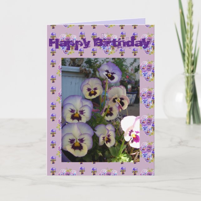 Carte Pansies violettes Pansy Fleur Floral Photo Art Car (Devant)