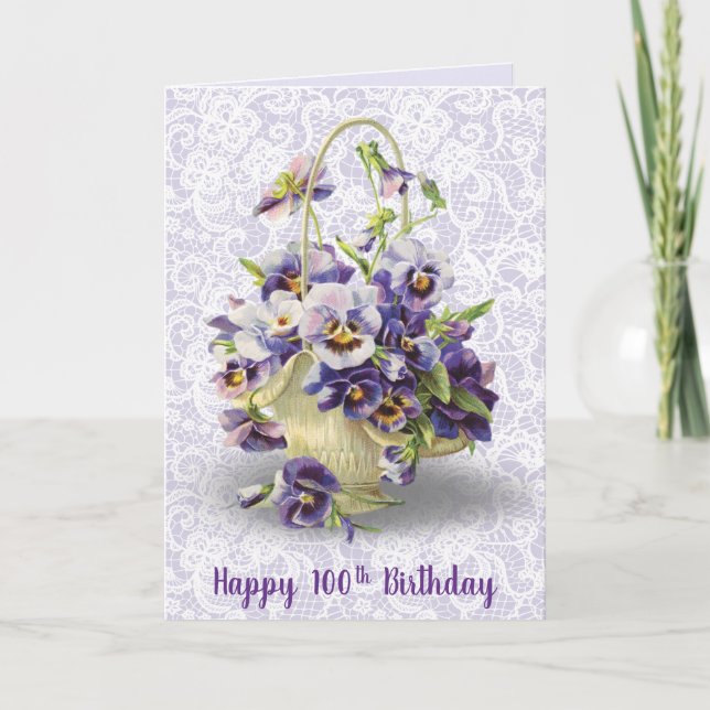Carte Pansy Pasket pour 100e anniversaire (Devant)