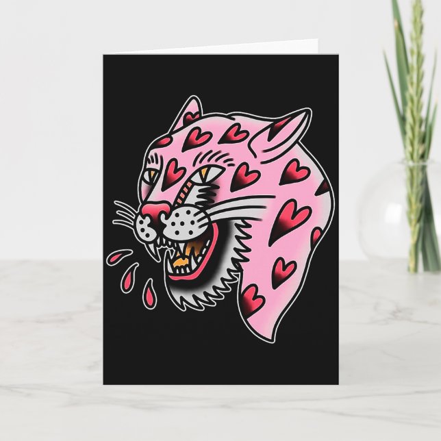 Carte Panther Pink X Heart Love Traditional Flash Premiu (Devant)