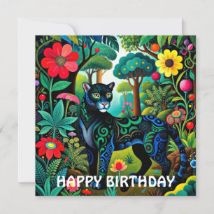 Carte Panthère noire adorable grand félin
