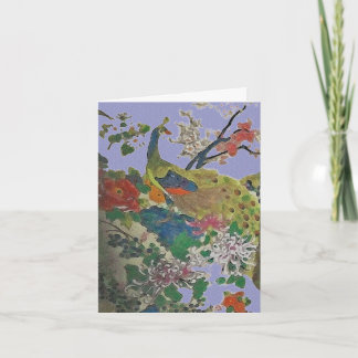 Carte Paon et pivoine