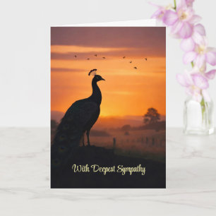Carte Paon Sympathie Perte Silhouetté Coucher de soleil