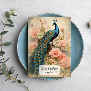 Carte Paon Vintage