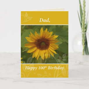 Carte Papa 100e année tournesol Joyeux anniversaire