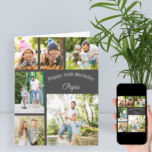 Carte Papa 6 Photo Collage N'importe quel âge Joyeux ann