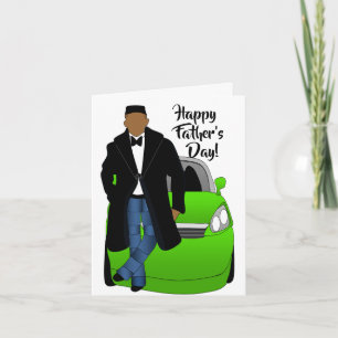 Carte Papa Afro-Américain Veste et Cravate Noir Fête des
