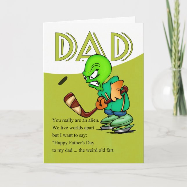 Carte Papa, alien humoristique d'hockey de fête des (Devant)