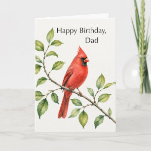 Carte Papa Anniversaire Cardinal Rouge sur Branche