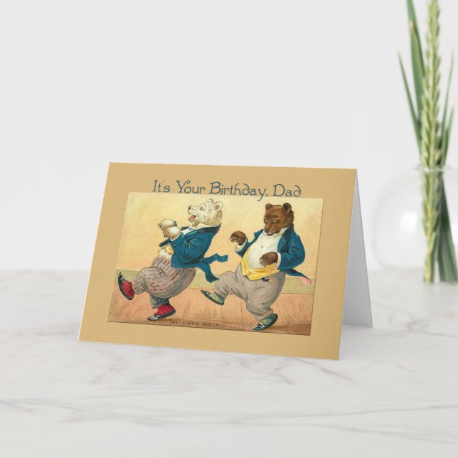 Carte papa anniversaire danser ours vintage (Devant)