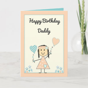 Carte Papa Anniversaire de la petite fille saluant