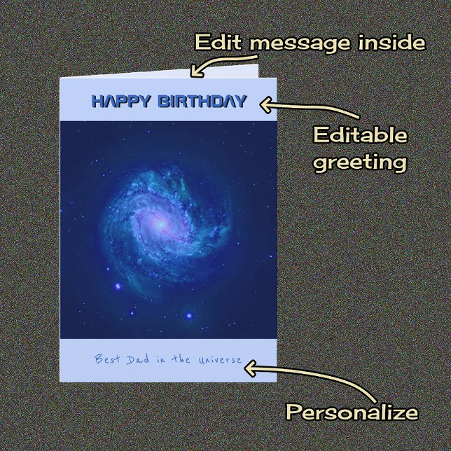Carte Papa, anniversaire, texte personnalisé galaxie spi (Créateur téléchargé)
